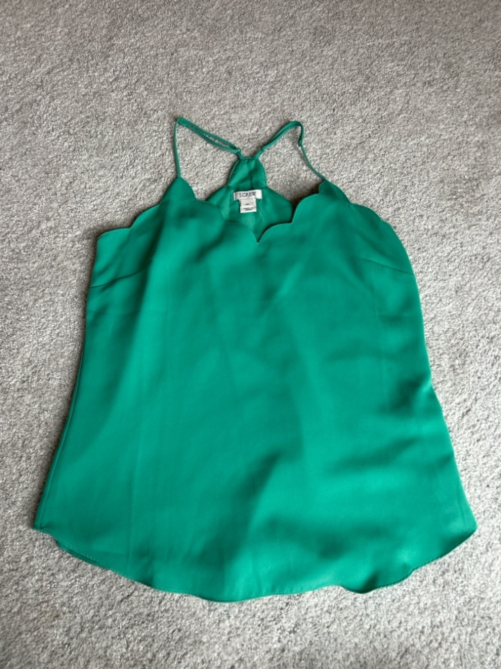 J. Crew Emerald Green Scalloped-Edge Camisole